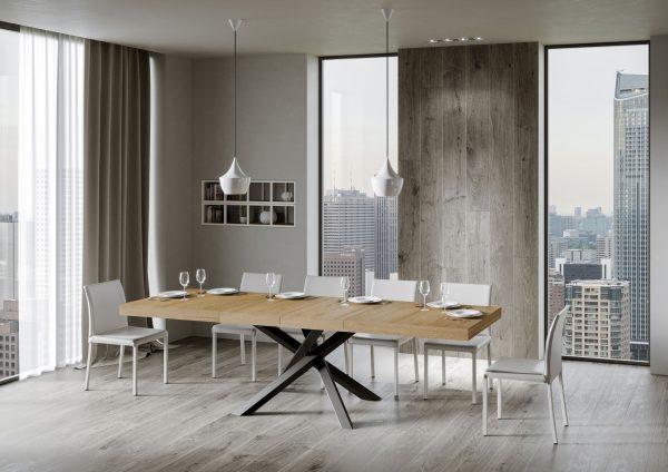 Tavolo allungabile 90x200/460 cm Volantis Premium Quercia Natura telaio Antracite - immagine 4