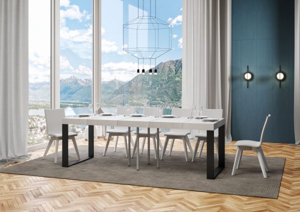 Tavolo allungabile 90x90/246 cm Tecno Premium Bianco Frassino - immagine 3