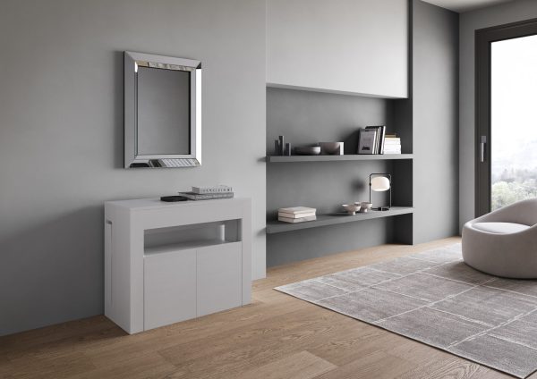 Consolle allungabile Evolve con Panca inferiore Bianco Frassino - immagine 3