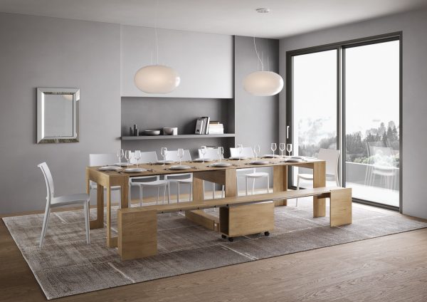 Consolle allungabile Evolve con Panca inferiore Quercia Natura - immagine 4