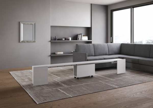 Consolle allungabile Evolve con Panca inferiore Bianco Frassino - immagine 7