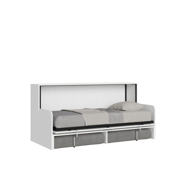 Letto singolo a scomparsa Kando con divano con materasso bianco frassino, grigio - immagine 5