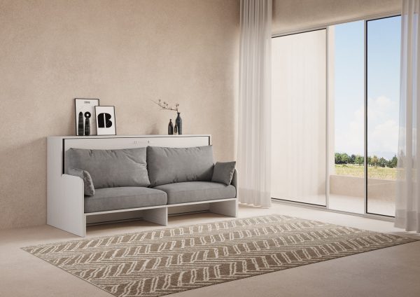 Letto a scomparsa singolo orizzontale Kando Sofà Bianco Frassino - immagine 4