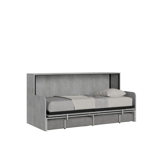 Letto singolo a scomparsa Kando con divano con materasso cemento, grigio - immagine 5