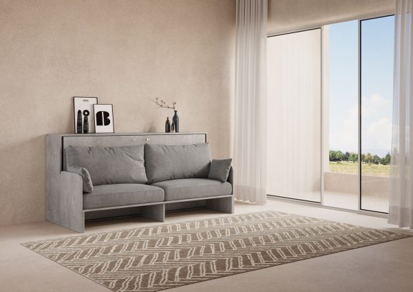 Letto a scomparsa singolo orizzontale Kando Sofà Cemento - immagine 4
