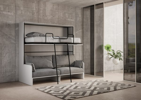 Letto a scomparsa doppio orizzontale Kando Sofà Bianco Frassino - immagine 6