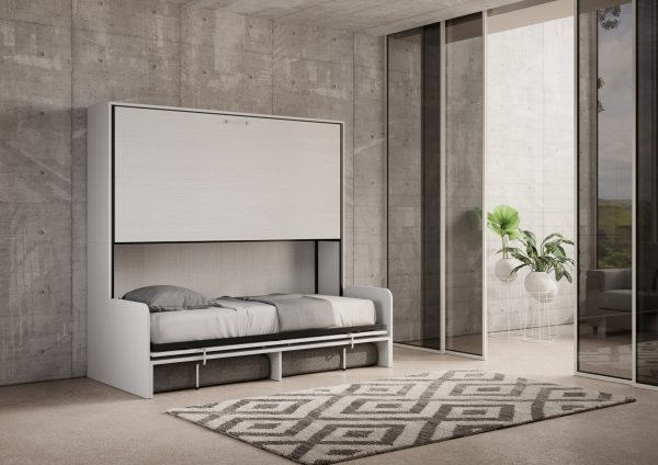 Letto a scomparsa doppio orizzontale Kando Sofà Bianco Frassino - immagine 5