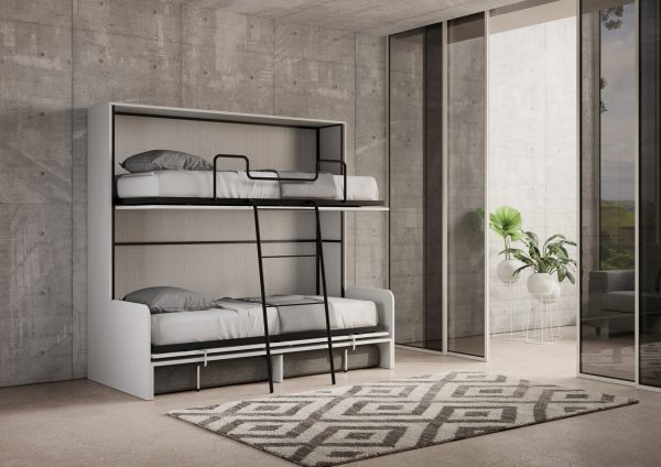 Letto a scomparsa doppio orizzontale Kando Sofà Bianco Frassino - immagine 7