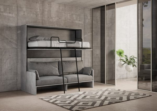 Letto a scomparsa doppio orizzontale Kando Sofà Cemento - immagine 6