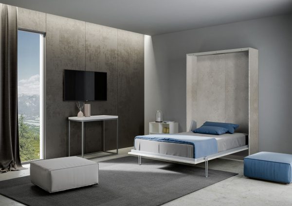 Letto matrimoniale francese a scomparsa 140 verticale Kentaro Cashmere - immagine 3