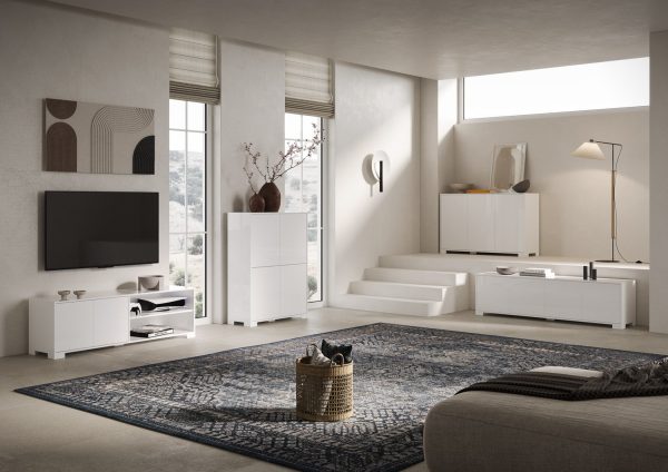 Madia 4 ante 172x40x83 cm Lumina bianco lucido - immagine 4