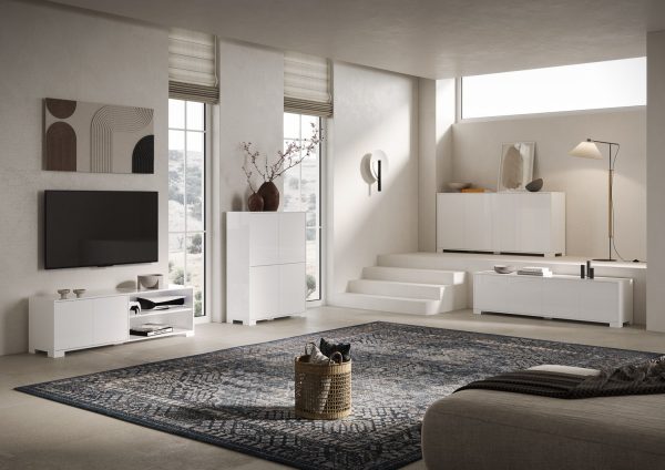 Madia 4 ante 172x40x83 cm Lumina bianco lucido - immagine 5
