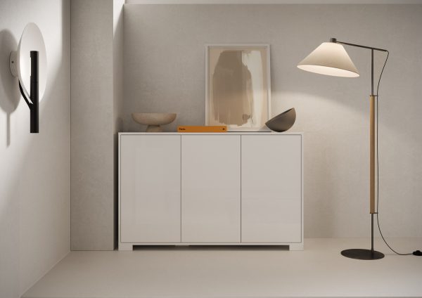 Madia 3 ante 130x40x83 cm Lumina bianco lucido - immagine 2