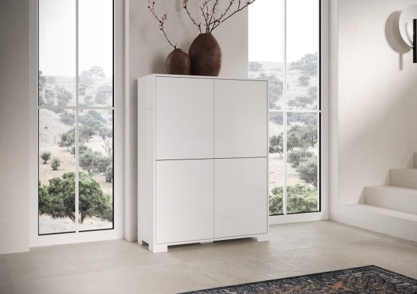 Credenza alta 4 ante 90x35x120 cm Lumina bianco lucido - immagine 2
