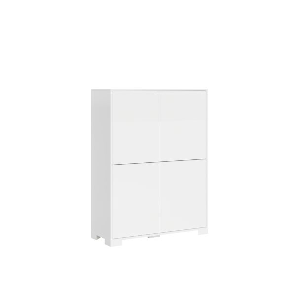 Credenza alta 4 ante 90x35x120 cm Lumina bianco lucido
