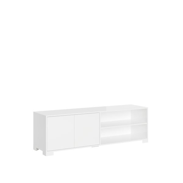 Porta TV 2 ante con vano a giorno 150x40x40 cm Lumina bianco lucido