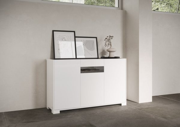 Madia 3 ante 130x40x81 cm Riflesso bianco lucido - immagine 2