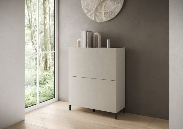 Credenza alta 4 ante 90x35x110 cm Solaria cashmere - immagine 2