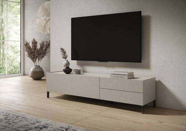 Porta TV 1 ribalta/2 cassetti 160x42x40 cm Solaria cashmere - immagine 2