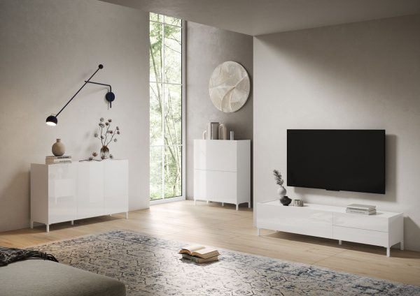 Madia 3 ante 130x40x84 cm Solaria bianco lucido - immagine 5