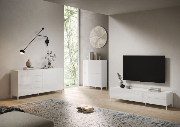 Madia 3 ante 130x40x84 cm Solaria bianco lucido - immagine 4