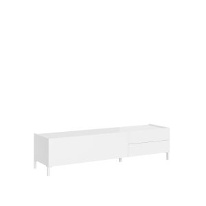 Porta TV 1 ribalta/2 cassetti 160x42x40 cm Solaria bianco lucido