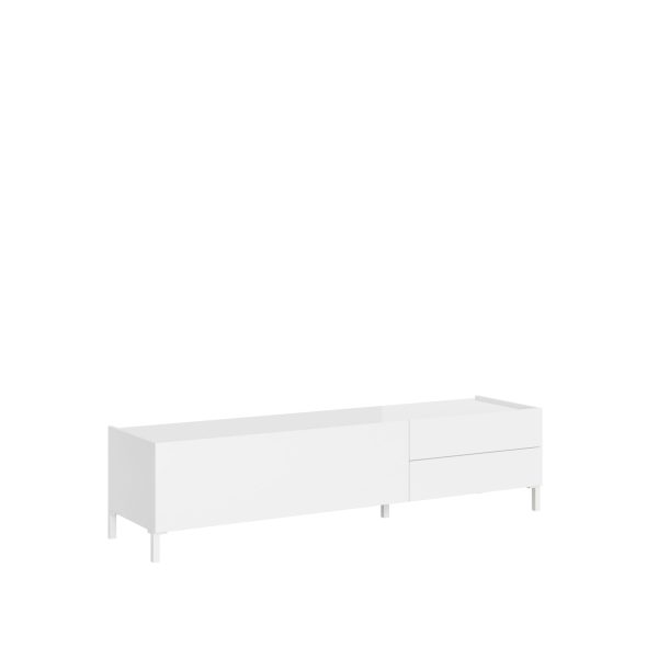 Porta TV 1 ribalta/2 cassetti 160x42x40 cm Solaria bianco lucido