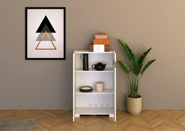 Credenza alta 2 ante 70x35x110 cm Riflesso bianco lucido - immagine 3