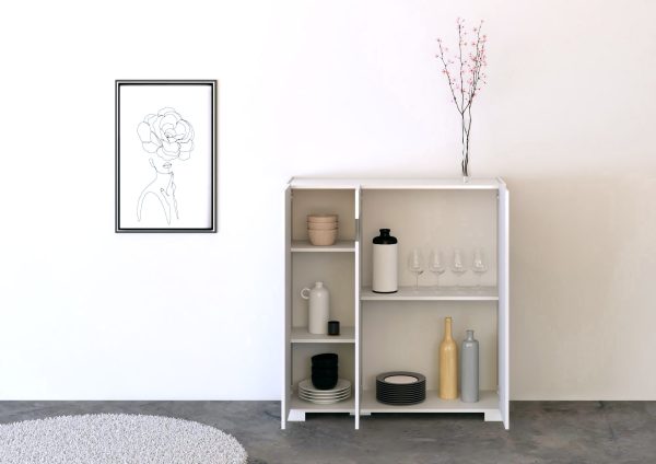 Credenza alta 3 ante 103x35x110 cm Riflesso bianco lucido - immagine 3