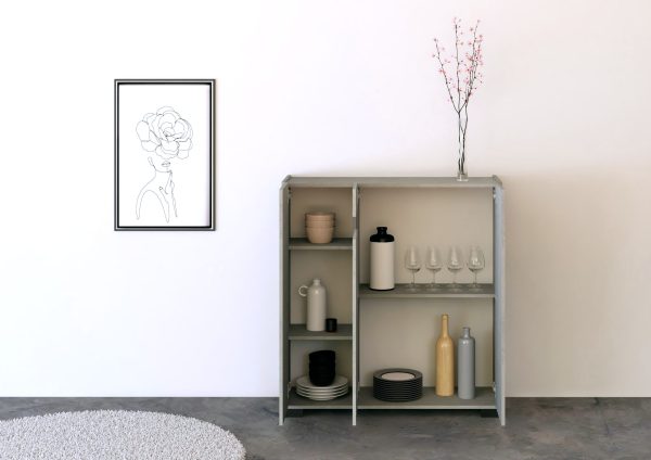 Credenza alta 3 ante 103x35x110 cm Riflesso cashmere - immagine 3