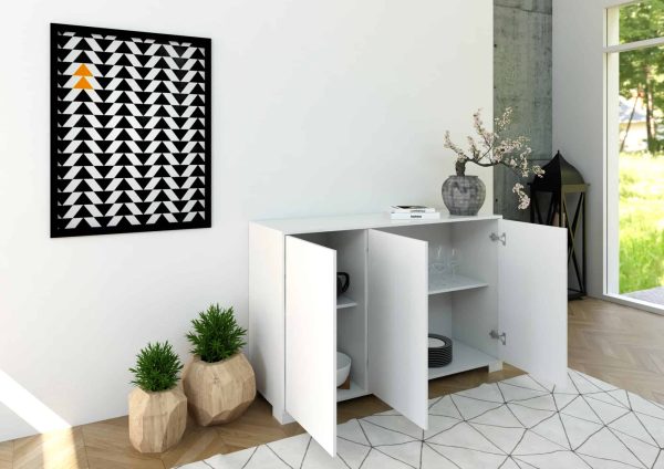 Madia 3 ante 130x40x83 cm Lumina bianco lucido - immagine 3