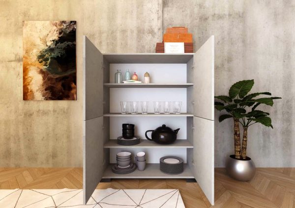 Credenza alta 4 ante 90x35x120 cm Lumina cashmere - immagine 3