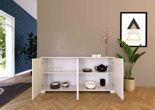 Madia 4 ante 172x40x83 cm Lumina bianco lucido - immagine 3