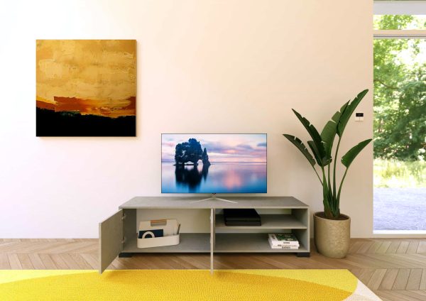 Porta TV 2 ante con vano a giorno 150x40x40 cm Lumina cashmere - immagine 3