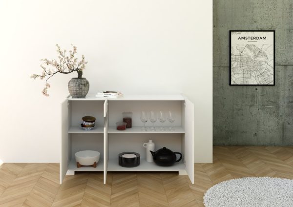 Madia 3 ante 130x40x81 cm Riflesso bianco lucido - immagine 3