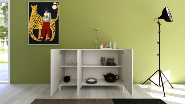 Madia 3 ante 130x40x84 cm Solaria bianco lucido - immagine 3