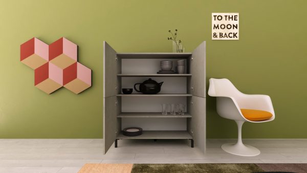 Credenza alta 4 ante 90x35x110 cm Solaria cashmere - immagine 3