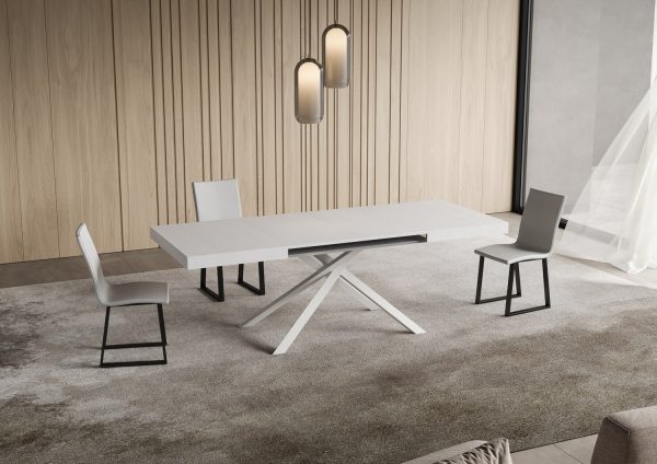 Tavolo allungabile 90x120/380 cm Niket bianco frassino gambe bianche - immagine 3