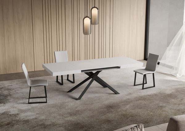 Tavolo allungabile 80x140/224 cm Niket bianco frassino gambe antracite - immagine 3