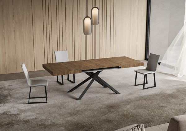 Tavolo allungabile 90x120/380 cm Niket noce gambe antracite - immagine 3