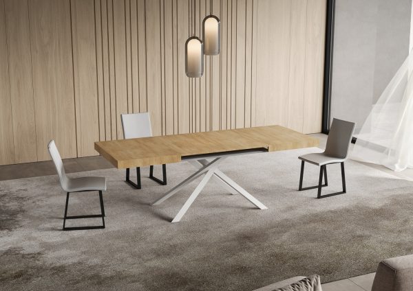 Tavolo allungabile 80x140/224 cm Niket quercia natura gambe bianche - immagine 3