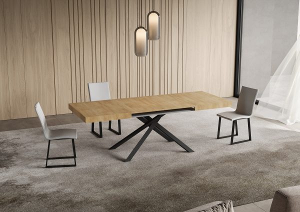Tavolo allungabile 90x130/390 cm Niket quercia natura gambe antracite - immagine 3