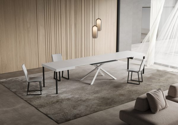 Tavolo allungabile 90x120/380 cm Niket bianco frassino gambe bianche - immagine 4