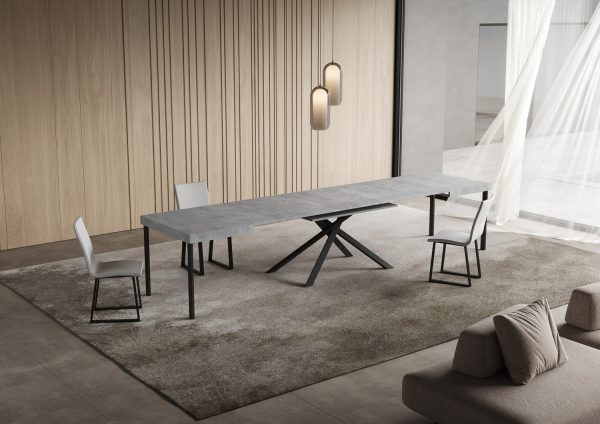 Tavolo allungabile 90x140/400 cm Niket cemento gambe antracite - immagine 4