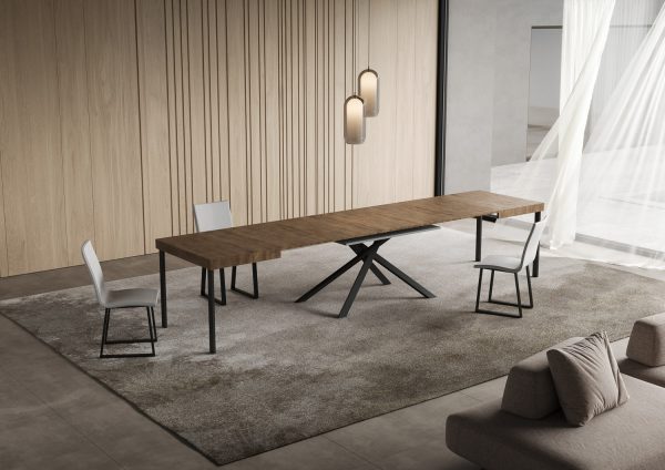 Tavolo allungabile 90x120/380 cm Niket noce gambe antracite - immagine 4