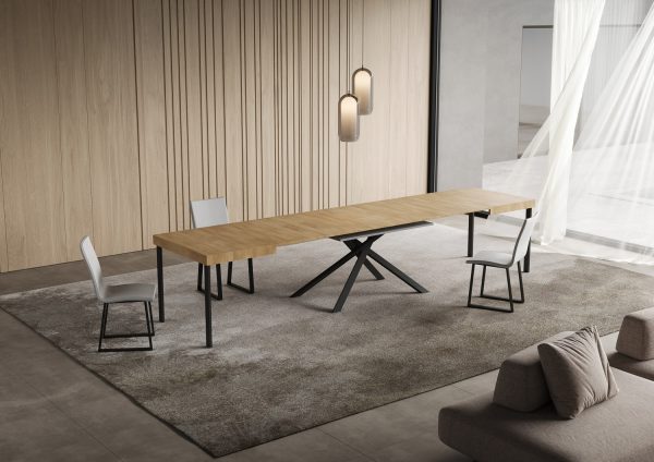 Tavolo allungabile 90x130/390 cm Niket quercia natura gambe antracite - immagine 4