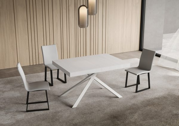 Tavolo allungabile 90x120/380 cm Niket bianco frassino gambe bianche - immagine 2