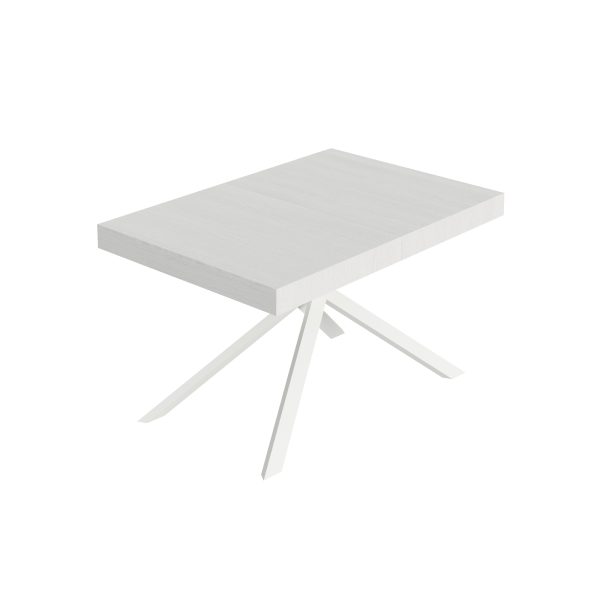 Tavolo allungabile 90x120/380 cm Niket bianco frassino gambe bianche