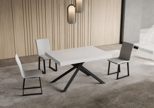 Tavolo allungabile 80x140/224 cm Niket bianco frassino gambe antracite - immagine 2