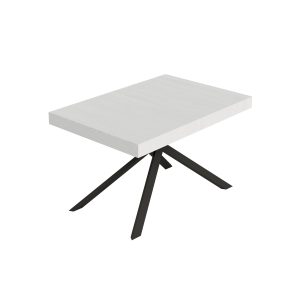 Tavolo allungabile 90x130/390 cm Niket bianco frassino gambe antracite